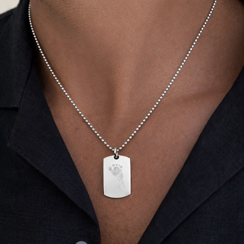 Footprint Dog Tag Necklace – 925 Sterling Silver