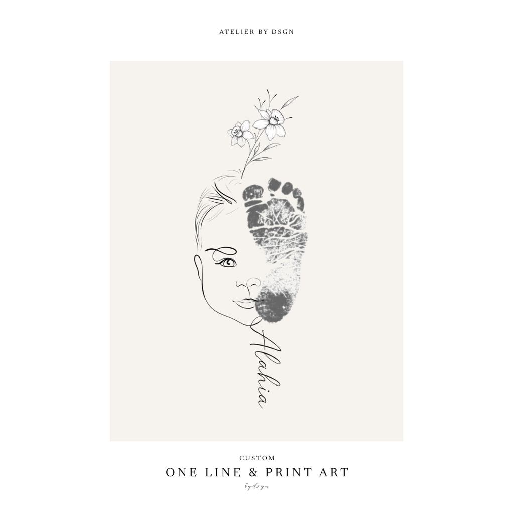 Single Line Drawing With Fingerprint Print Artwork