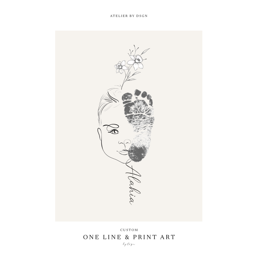 Single Line Drawing With Fingerprint Print Artwork