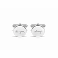 Pair of custom engraved 925 sterling silver round cufflinks featuring personalised handwriting engraving "its you, always" – Atelier By Dsgn meaningful personalised cufflinks gift for groom, wedding, anniversary or memorial keepsake