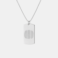 Atelier By DSGN sterling silver dog tag pendant with custom diamond-engraved three side-by-side fingerprint design, displayed hanging on adjustable bead chain