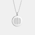 Atelier Three Fingerprint Pendant Necklace in 925 Sterling Silver featuring three detailed fingerprint engravings on a polished 16mm coin pendant, a luxury keepsake symbolizing family, love, and lasting connection.