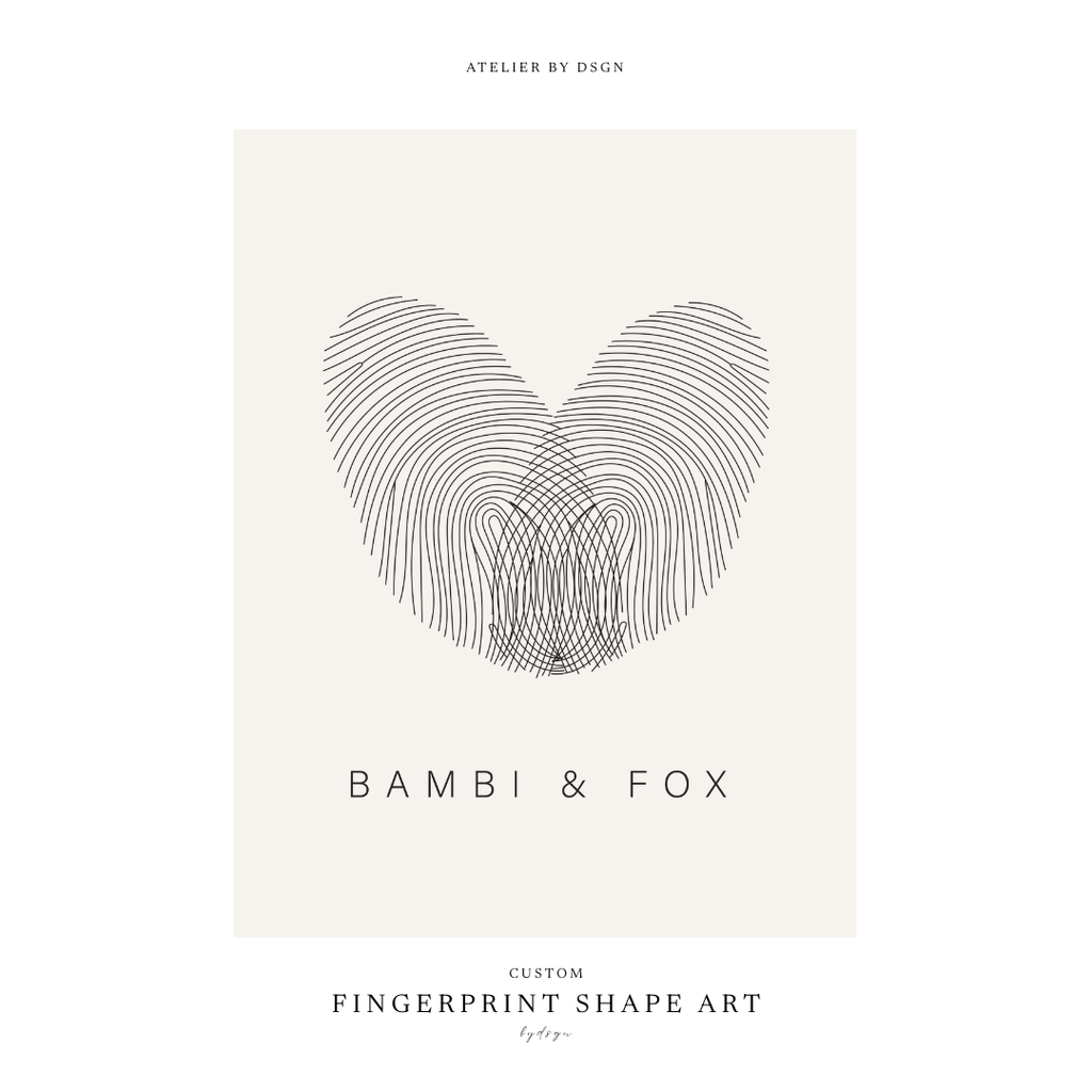 Custom heart fingerprint art combining two personalised fingerprints, minimalist couples wall art print, unique anniversary or wedding gift
