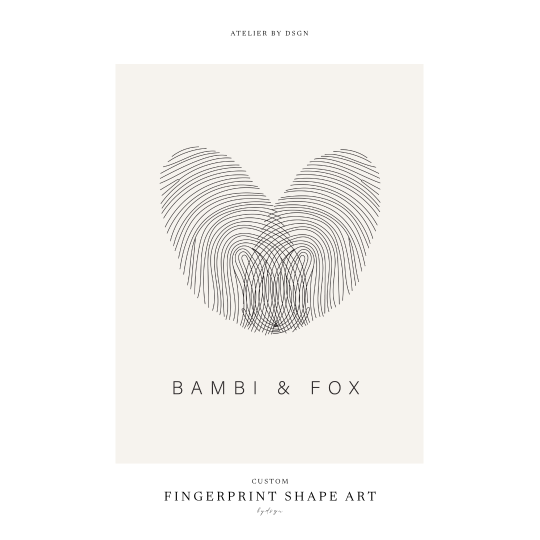 Custom heart fingerprint art combining two personalised fingerprints, minimalist couples wall art print, unique anniversary or wedding gift