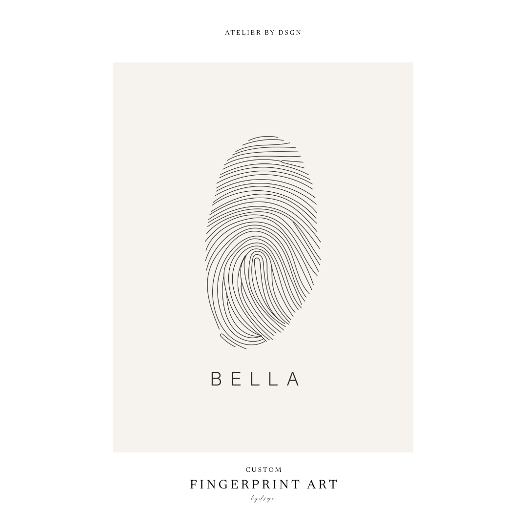 Custom single fingerprint art print with personalised name, minimalist fingerprint wall art, unique memorial, baby or anniversary keepsake gift- fingerprint wall art, personalised memorial gift, custom fingerprint print, and unique baby keepsake