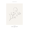 Custom single line drawing art of mother and baby, minimalist continuous line portrait print, personalised wall art gift for new mum