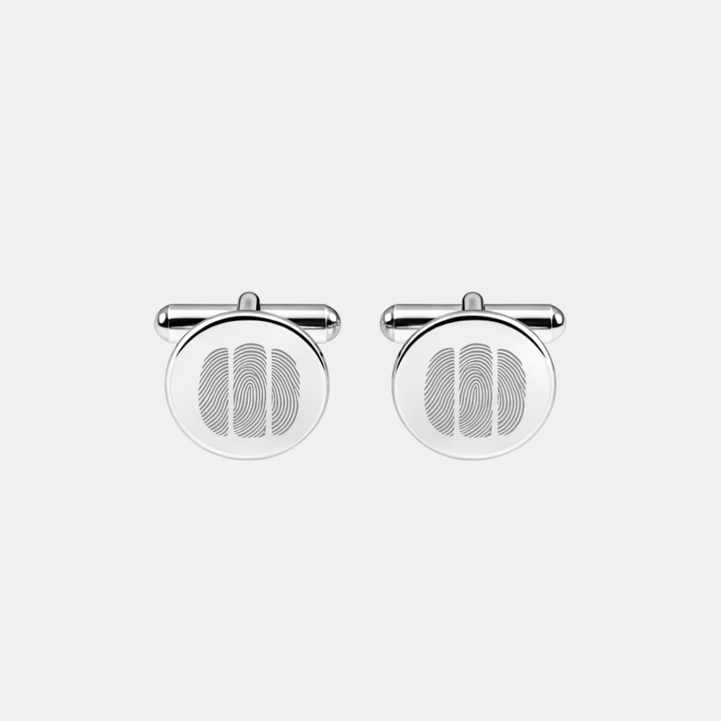 Custom three fingerprint engraved cufflinks in 925 sterling silver -personalised mens gift for wedding, father of the bride or anniversary
