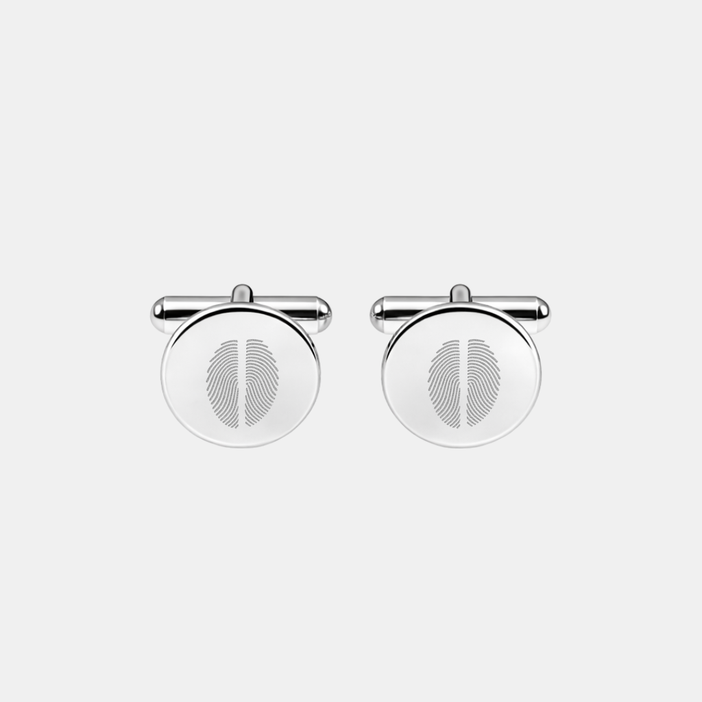 Custom two fingerprint engraved cufflinks in 925 sterling silver -personalised mens gift for wedding, groom, father of the bride or anniversary
