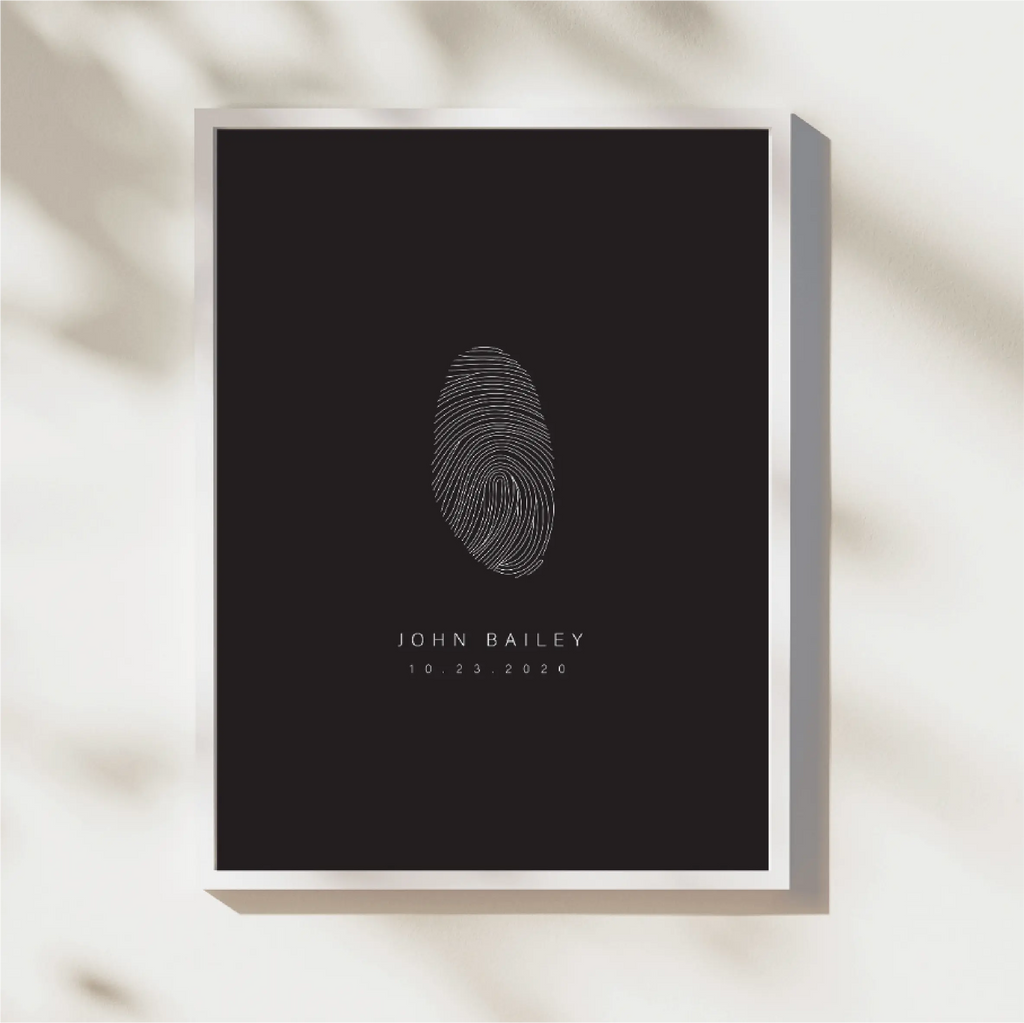 Personalized fingerprint wall art design by Atelier By DSGN showcasing unique fingerprint patterns for home decor.